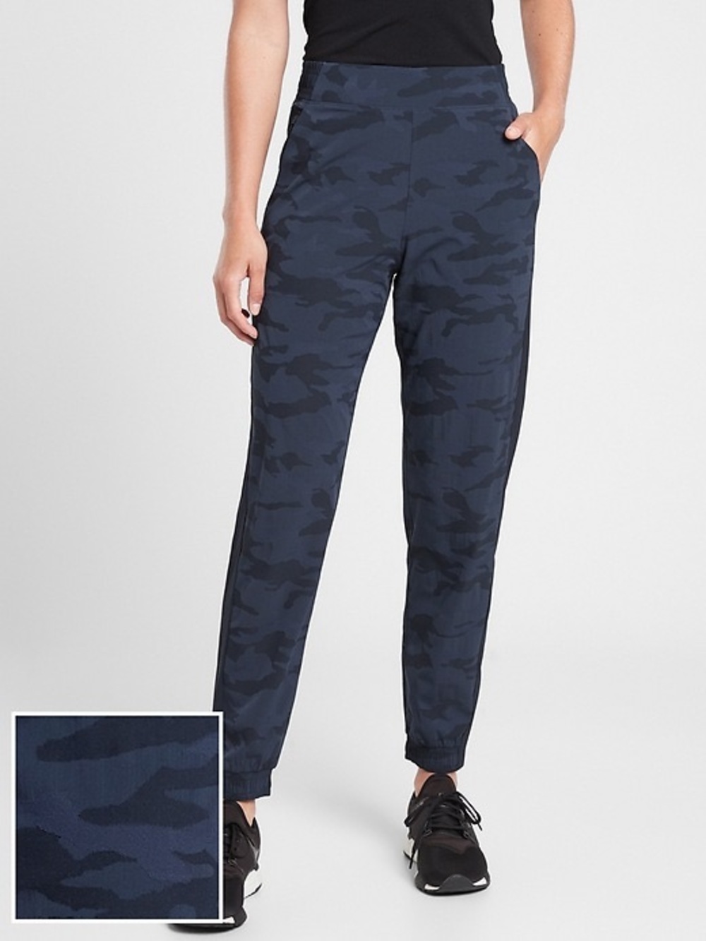 Athleta Brooklyn Textured Jogger Navy Blue Camo Pants Size 4